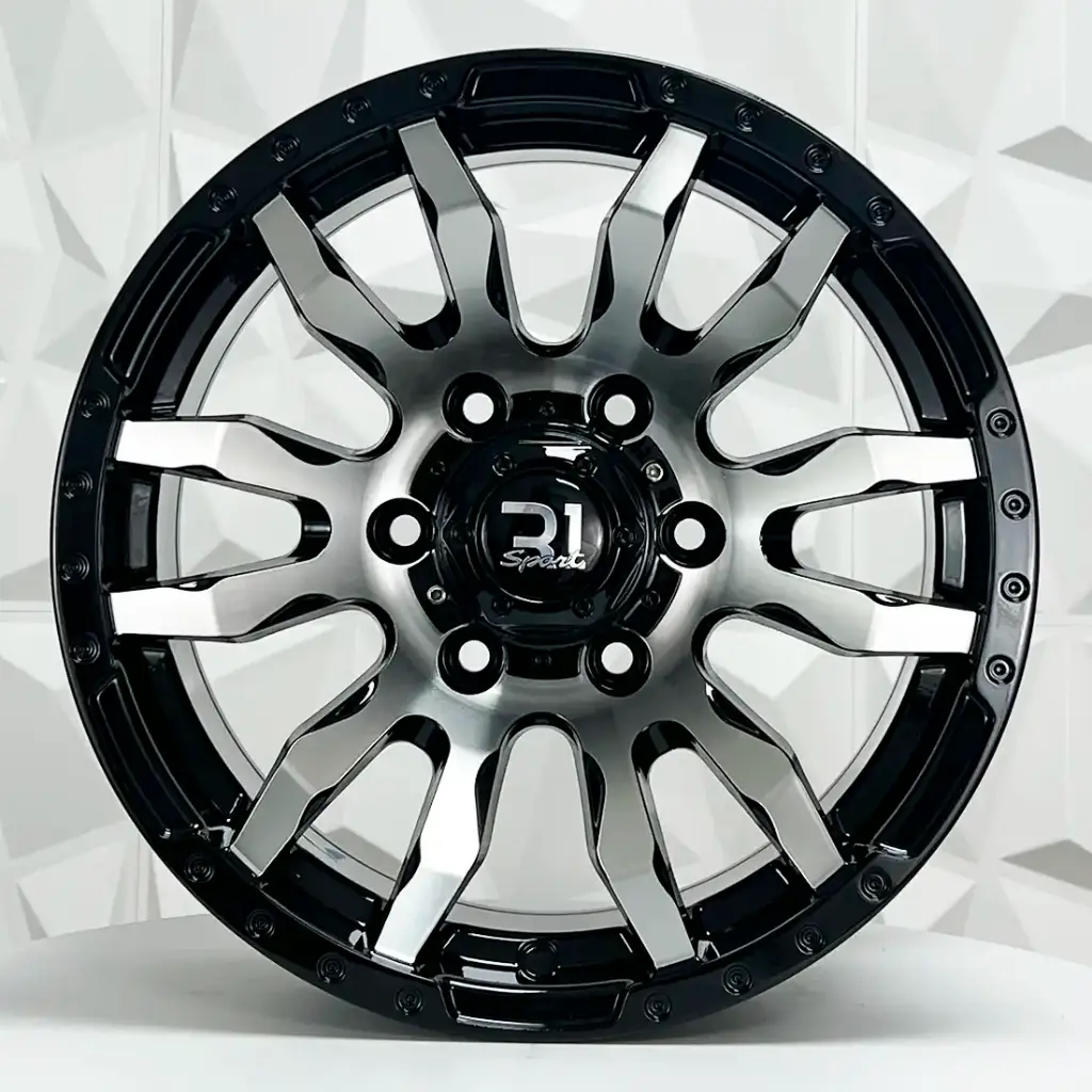 RIN 16X8 6-139.7 R1 SPORT D10625 GLOSS BLACK MACHINE FACE ET0 CB106.1