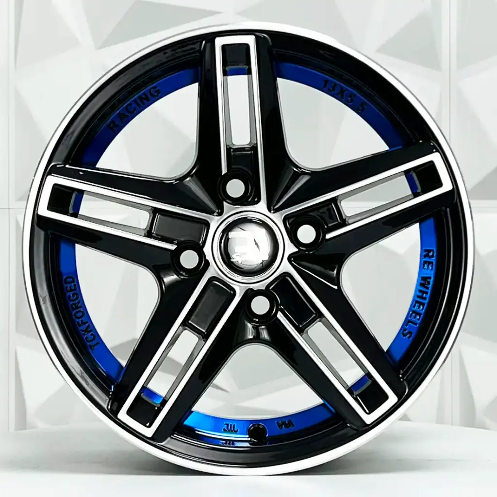 RIN 13X5.5 4-100 R1 SPORT JA150 BLACK MACHINE FACE BLUE LINE ET25 CB73.1