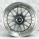 RIN 17X9 4-100/114.3 R1 SPORT 646 HYPER BLACK MACHINE LIP GOLD RIVETS ET25 CB73.